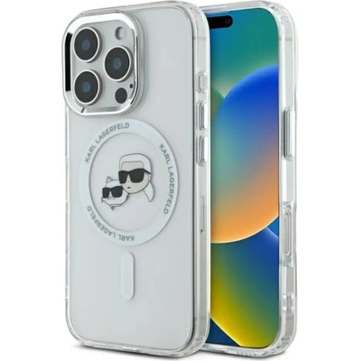 KARL LAGERFELD Кейс Karl Lagerfeld IML Metal Karl&Choupette Head MagSafe за iPhone 16 Pro Max - бял (3666339318154)