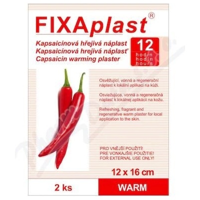 Fixaplast kapsaicinová hřejivá náplast Warm 12 x 16 cm 2 ks