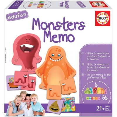 Educa Детски пъзел Educa от 40 части - Мемо чудовища, игра с карти (EDU18126)