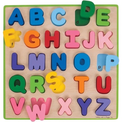 Bigjigs Toys Цветен дървен пъзел Bigjigs - Английска азбука (BB055)