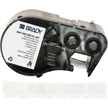 Brady M4C-750-595-CL-WT / 170826, 19.05 mm x 6.10 m, Винил, бял печат / прозрачен фон (170826)