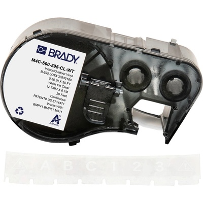 Brady M4C-750-595-CL-WT / 170826, 19.05 mm x 6.10 m, Винил, бял печат / прозрачен фон (170826)