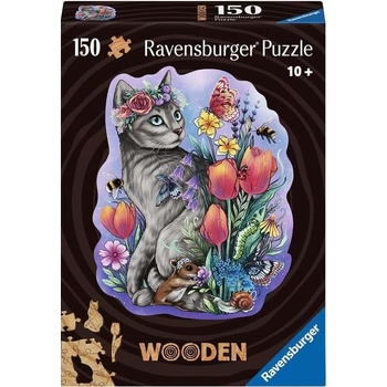Ravensburger Дървен пъзел Ravensburger от 150 части - Пролетно коте (12000757)