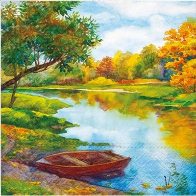 Ubrousek 33x33cm Krajinka u řeky – Zboží Dáma