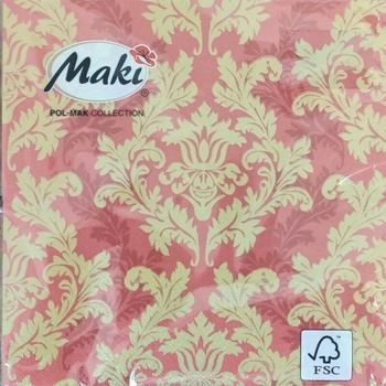 MAKI SLOG 001801 Red & Gold Wallpaper servítky 3-vrstvy 20ks 33x33cm