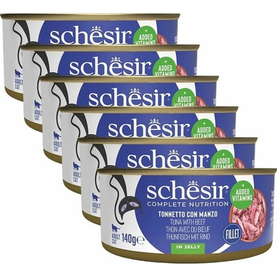 Schesir cat tuniak s hovädzím v želé 6 x 140 g