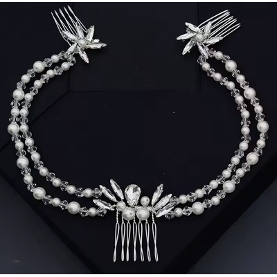 Naishide Jewelry Slavnostní perlová ozdoba do vlasů s třemi hřebínky