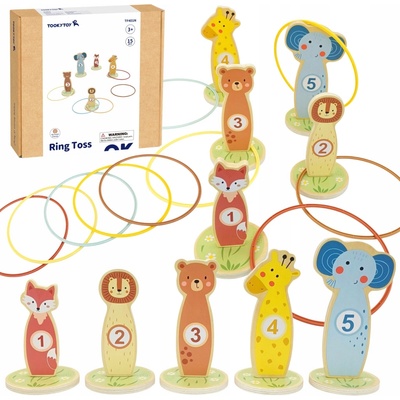 Tooky toy Drevený terč a zvieratká 15 ks