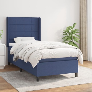 vidaXL Боксспринг легло с матрак, синьо, 100x200 см, плат (3131415)