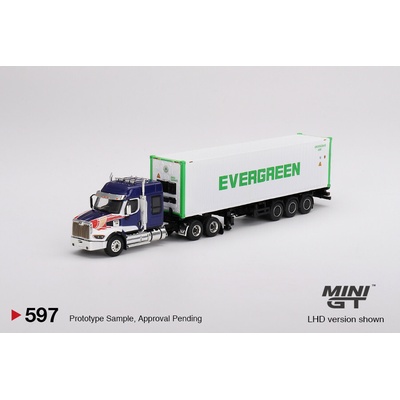 MINI GT Western Star 49X Blue w/ 40' Reefer Container "Evergreen1:64