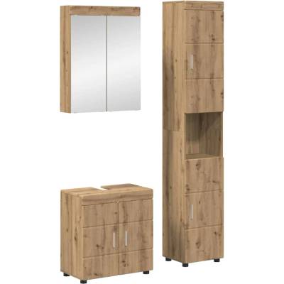 vidaXL Комплект мебели за баня TULUM 3 pcs Дъб 60 x 34 x 63 см (3398043)