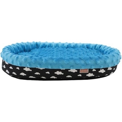 Samohýl Exclusive Pelech dr.savec ovál L černobílé mráčky tyrkysová minky 35 x 30 cm – Zbozi.Blesk.cz