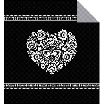 DETEXPOL Přehoz na postel Srdce černá Polyester, 170/210 cm DL-551941