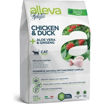 Diusapet Alleva® holistic (adult cat) chicken & duck + aloe vera & ginseng - пълноценна храна за пораснали котки над една година, Италия - 1, 5 кг 2875