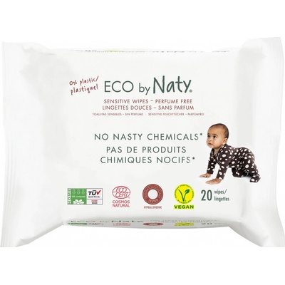 Naty Nature Babycare Eco vlhčené utierky bez vône pre citlivou pokožku 20 ks