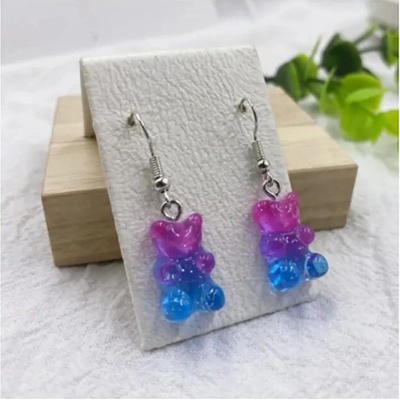 Oliwia Jewelry náušnice Medvídek tyrkysovo-růžový EA194