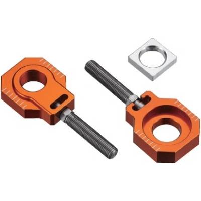 ACCEL napínák zadní osy se šroubem KTM SX 85 '13-'14 (průměr 20mm) barva oranžová (komplet 2 kusy)