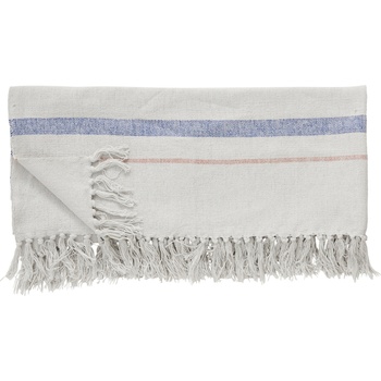 Hübsch Карирано одеяло Hübsch 701101 с ресни бяло-синьо (701101)