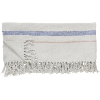 Hübsch Карирано одеяло Hübsch 701101 с ресни бяло-синьо (701101)