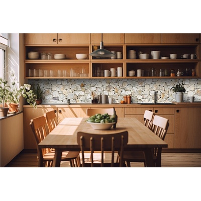 DIMEX ART Фототапет за кухня - кремава каменна стена 420 x 60 см