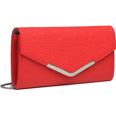 Miss Lulu kabelka listová clutch s kvetinovým vzorom červená
