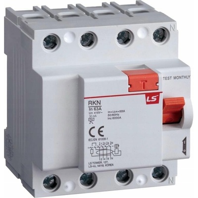 Schneider Electric 4P 63A 0,03A typ A RKN4P 63A 30mA 06220465R0