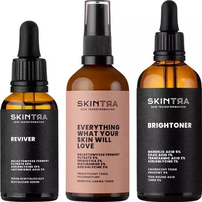 SkinTra Sada Regenerace Brightoner kyselinové tonikum 100 ml + Everything What Your Skin Will Love tonikum s prebiotiky 100 ml + Reviver revitalizační sérum 30 ml dárková sada