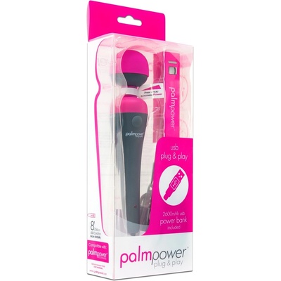 PalmPower Wand - мощен масажор вибратор с powerbank (розово-сив)