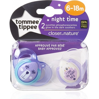 Tommee Tippee C2N silikón Night 2ks 0-6m modrá