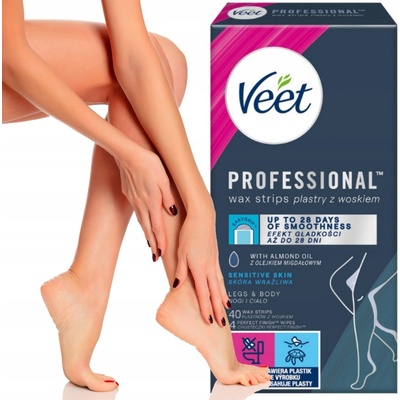 Veet Easy-Gel Obličej depilační voskové pásky pro citlivou pokožku 40 ks – Zboží Dáma
