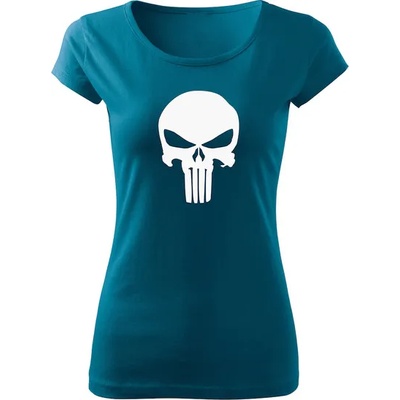 DRAGOWA дамска тениска, Punisher, петролено синя, 150г/м2 (6497)