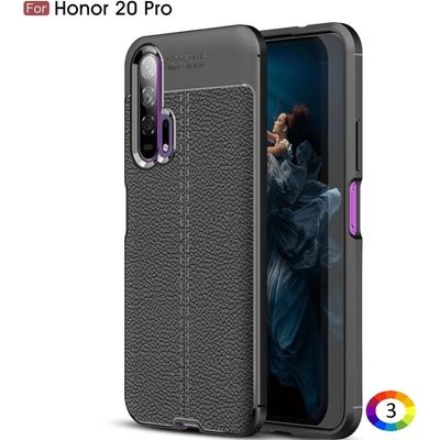 Huawei Honor 20 Pro Удароустойчив Litchi Skin Калъф и Протектор