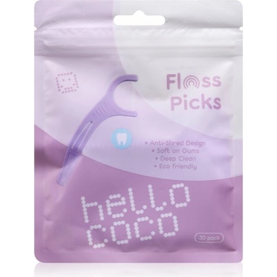 hello coco Floss Picks dentálné špáratka s niťou 30 ks