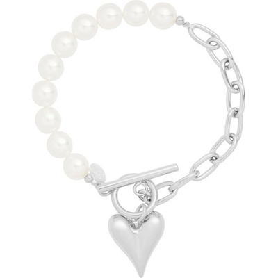 ORNAMENTI Náramek Pearls Zirconia heart silver OOR800024