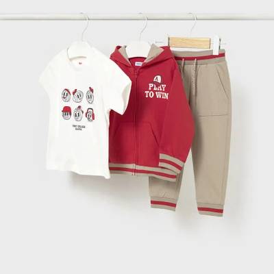 Mayoral Анцуг доматен 3 части с бяла тениска за бебе момче Mayoral