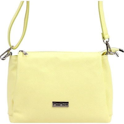 Tříoddílová malá/střední světležlutá kožená crossbody kabelka no. 002