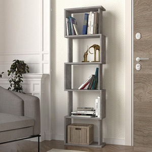 TopMebel Етажерка Alvina TopMebel от меламин в цвят бетон сив 45x19.6x158.8cm