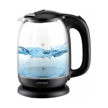 Mesko Чайник, Mesko, стъкло/пластмаса, 2200W, 1.7L, черен