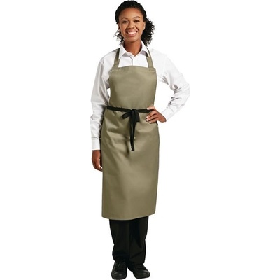 WhitesChefsClothing B427 náprsní zástěra z polybavlny v olivové barvě