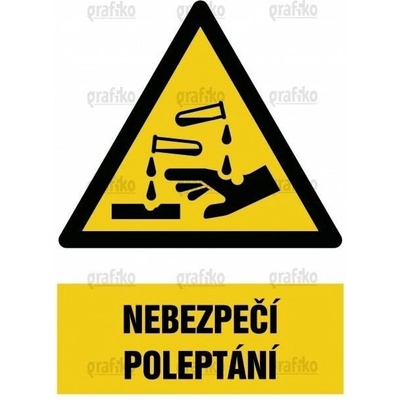 Grafiko | Pozor žíravina - Text obrázku Nebezpečí poleptání, Materiál Samolepící PVC folie, Rozměr 297x210mm