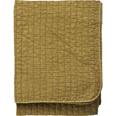 MADAM STOLTZ Prešívaný prehoz Mustard gold / Grey 130 × 180 cm