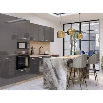 ИРИМ Кухня с остров Сити 9080 сонома арвен / антрацит гланц