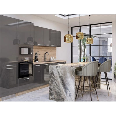 ИРИМ Кухня с остров Сити 9080 сонома арвен / антрацит гланц