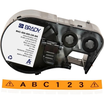 Brady M4C-500-595-OR-BK / 170816, 12.70 mm x 7.62 m, Винил, черен печат / оранжев фон (170816)