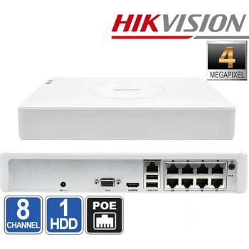 Hikvision 8 Канален мрежов рекордер NVR HIKVISION DS-7108NI-Q1/8P(C) - 4Mpx + 8xPoE (DS-7108NI-Q1/8P(C))