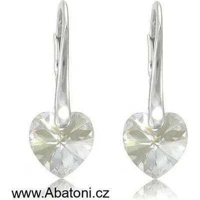 Swarovski Elements Heart krystal stříbrné náušnice visací bílé srdce srdíčka 31315.3 Moonlight bílá čirá křišťálová měsíční stříbrno zlatá duhová