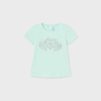 MAYORAL Тениска с къс ръкав basic в ментов цвят за бебе момиче със сребристи глитери Майорал