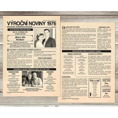 Dárek ke zlaté svatbě: Noviny k výročí svatby 1976