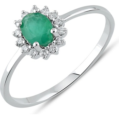 Lillian Vassago Prsten se smaragdem a diamanty v bílém zlatě LLV59 DR003WEM