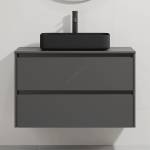 Bath Deluxe Шкаф за баня с мивка TRONDHEIM/LJORDAL 90x57x46 см антрацит/черно (SETBT0152E)